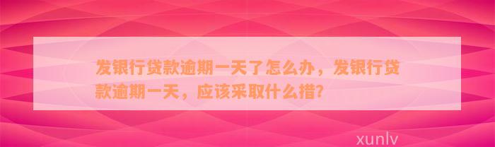 发银行贷款逾期一天了怎么办，发银行贷款逾期一天，应该采取什么措？