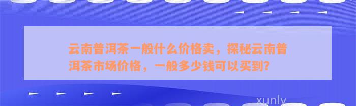 云南普洱茶一般什么价格卖，探秘云南普洱茶市场价格，一般多少钱可以买到？