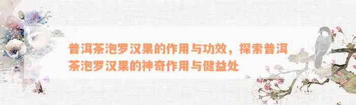 普洱茶泡罗汉果的作用与功效，探索普洱茶泡罗汉果的神奇作用与健益处