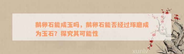 鹅卵石能成玉吗，鹅卵石能否经过琢磨成为玉石？探究其可能性