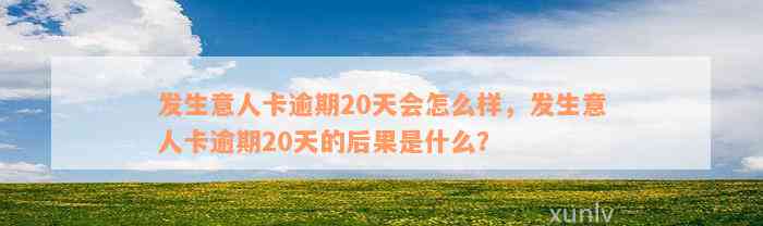 发生意人卡逾期20天会怎么样，发生意人卡逾期20天的后果是什么？