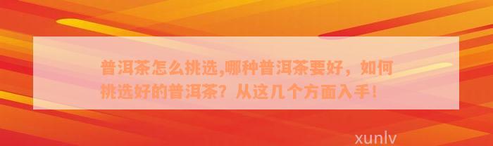 普洱茶怎么挑选,哪种普洱茶要好，如何挑选好的普洱茶？从这几个方面入手！