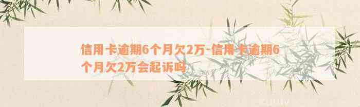 信用卡逾期6个月欠2万-信用卡逾期6个月欠2万会起诉吗