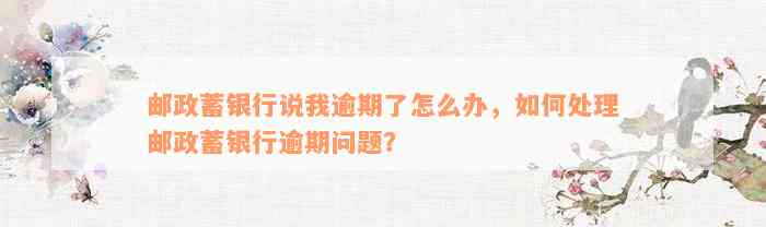 邮政蓄银行说我逾期了怎么办，如何处理邮政蓄银行逾期问题？