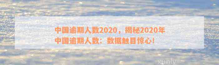 中国逾期人数2020，揭秘2020年中国逾期人数：数据触目惊心！