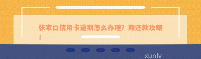 张家口信用卡逾期怎么办理？期还款攻略！