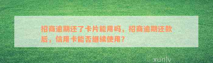 招商逾期还了卡片能用吗，招商逾期还款后，信用卡能否继续使用？