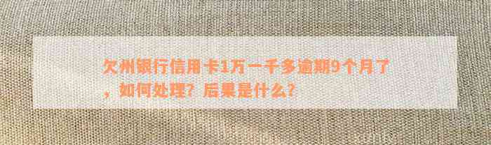 欠州银行信用卡1万一千多逾期9个月了，如何处理？后果是什么？