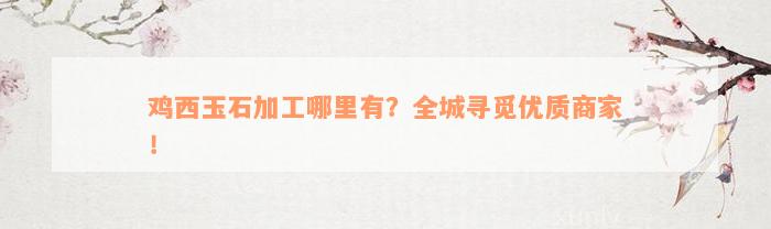 鸡西玉石加工哪里有？全城寻觅优质商家！