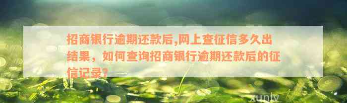 招商银行逾期还款后,网上查征信多久出结果，如何查询招商银行逾期还款后的征信记录？