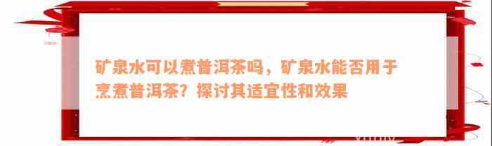 矿泉水可以煮普洱茶吗，矿泉水能否用于烹煮普洱茶？探讨其适宜性和效果