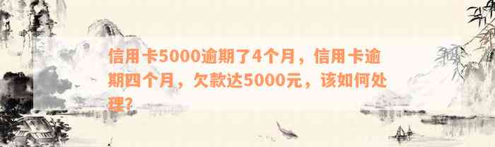 信用卡5000逾期了4个月，信用卡逾期四个月，欠款达5000元，该如何处理？