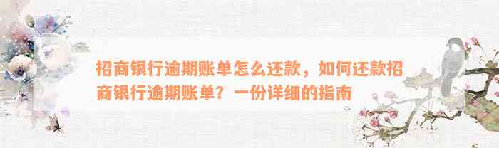 招商银行逾期账单怎么还款，如何还款招商银行逾期账单？一份详细的指南