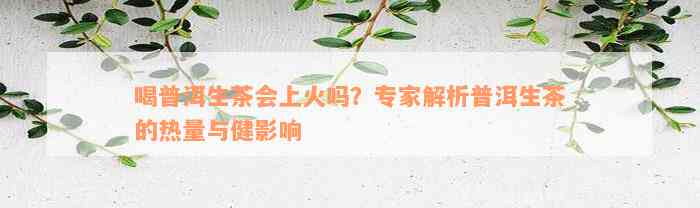 喝普洱生茶会上火吗？专家解析普洱生茶的热量与健影响