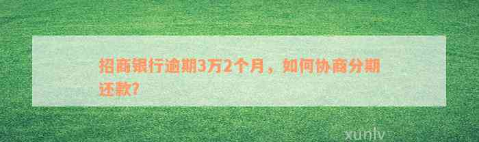 招商银行逾期3万2个月，如何协商分期还款？