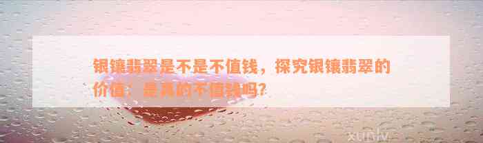 银镶翡翠是不是不值钱，探究银镶翡翠的价值：是真的不值钱吗？