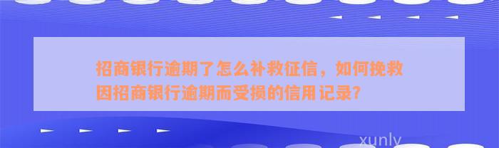 招商银行逾期了怎么补救征信，如何挽救因招商银行逾期而受损的信用记录？