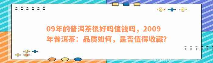 09年的普洱茶很好吗值钱吗，2009年普洱茶：品质如何，是否值得收藏？