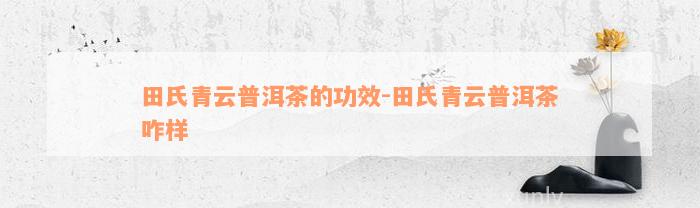 田氏青云普洱茶的功效-田氏青云普洱茶咋样