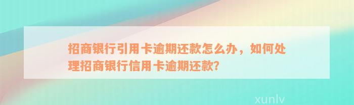 招商银行引用卡逾期还款怎么办，如何处理招商银行信用卡逾期还款？