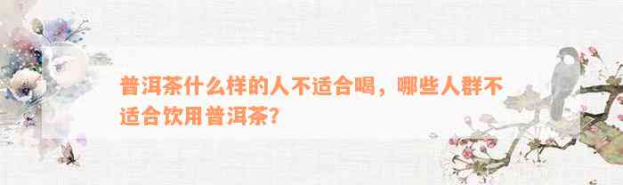 普洱茶什么样的人不适合喝，哪些人群不适合饮用普洱茶？