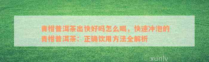 青柑普洱茶出快好吗怎么喝，快速冲泡的青柑普洱茶：正确饮用方法全解析