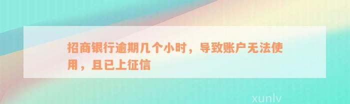 招商银行逾期几个小时，导致账户无法使用，且已上征信