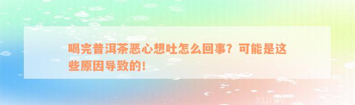 喝完普洱茶恶心想吐怎么回事？可能是这些原因导致的！