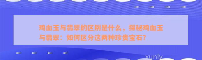 鸡血玉与翡翠的区别是什么，探秘鸡血玉与翡翠：如何区分这两种珍贵宝石？