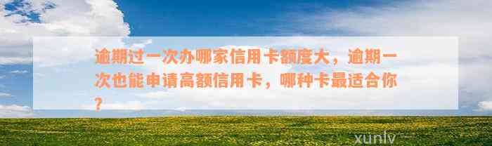 逾期过一次办哪家信用卡额度大，逾期一次也能申请高额信用卡，哪种卡最适合你？