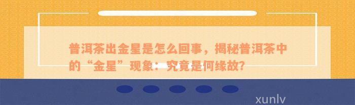 普洱茶出金星是怎么回事，揭秘普洱茶中的“金星”现象：究竟是何缘故？