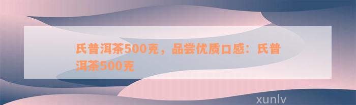 氏普洱茶500克，品尝优质口感：氏普洱茶500克