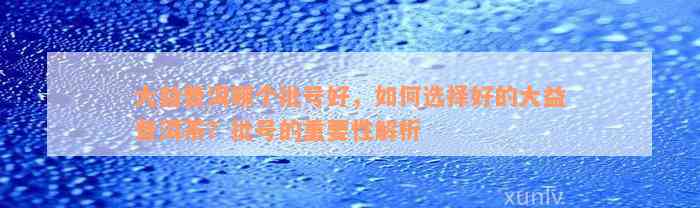 大益普洱哪个批号好，如何选择好的大益普洱茶？批号的重要性解析