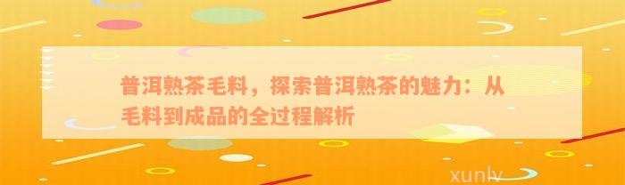 普洱熟茶毛料，探索普洱熟茶的魅力：从毛料到成品的全过程解析