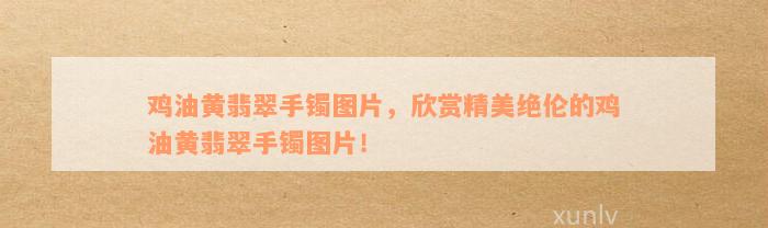 鸡油黄翡翠手镯图片，欣赏精美绝伦的鸡油黄翡翠手镯图片！