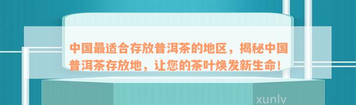 中国最适合存放普洱茶的地区，揭秘中国普洱茶存放地，让您的茶叶焕发新生命！