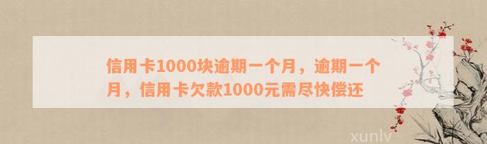 信用卡1000块逾期一个月，逾期一个月，信用卡欠款1000元需尽快偿还