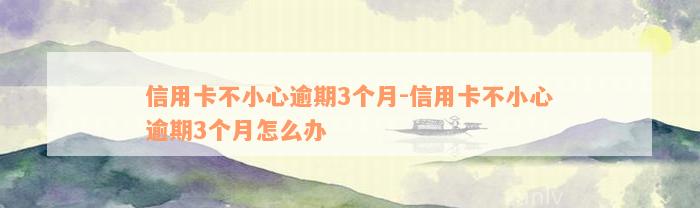 信用卡不小心逾期3个月-信用卡不小心逾期3个月怎么办