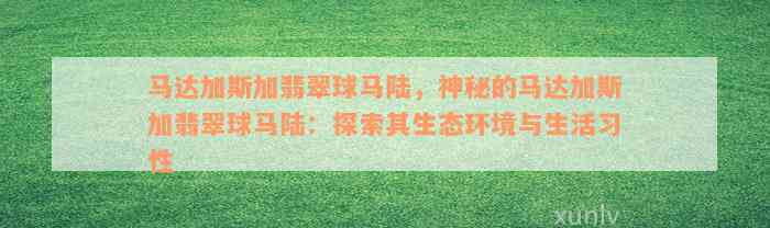 马达加斯加翡翠球马陆，神秘的马达加斯加翡翠球马陆：探索其生态环境与生活习性