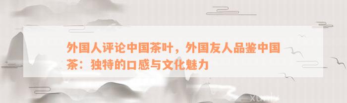 外国人评论中国茶叶，外国友人品鉴中国茶：独特的口感与文化魅力