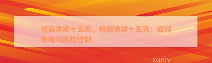 招商逾期十五天，招商逾期十五天：应对策略与风险控制