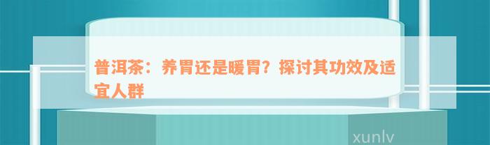 普洱茶：养胃还是暖胃？探讨其功效及适宜人群