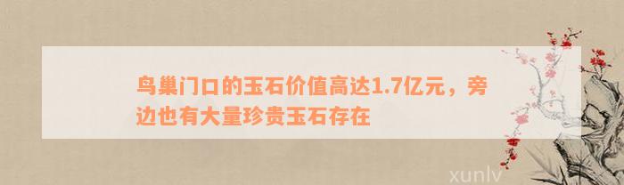 鸟巢门口的玉石价值高达1.7亿元，旁边也有大量珍贵玉石存在