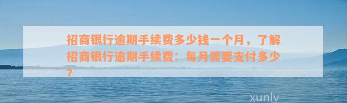 招商银行逾期手续费多少钱一个月，了解招商银行逾期手续费：每月需要支付多少？