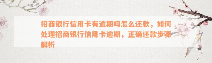 招商银行信用卡有逾期吗怎么还款，如何处理招商银行信用卡逾期，正确还款步骤解析