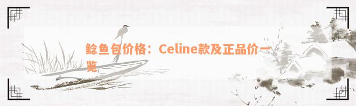 鲶鱼包价格：Celine款及正品价一览