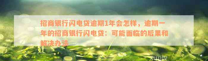 招商银行闪电贷逾期1年会怎样，逾期一年的招商银行闪电贷：可能面临的后果和解决办法