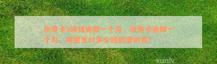 信用卡3块钱逾期一个月，信用卡逾期一个月，需要支付多少钱的滞纳金？