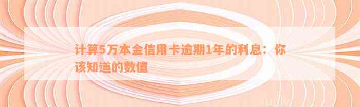 计算5万本金信用卡逾期1年的利息：你该知道的数值