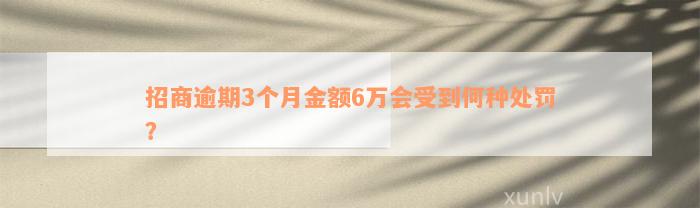 招商逾期3个月金额6万会受到何种处罚？